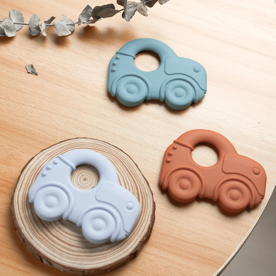 1Pc Baby Silicone Teether Toys Infant BPA Free Cartoon Car Soothing Teething Toys Newborn Chewing Teething Toy Baby Stuff