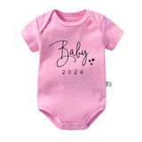 New Baby Announcement Coming Soon 2024 Newborn Baby Bodysuits Summer Boys Girls Romper Body Pregnancy Reveal Clothes Shower Gift