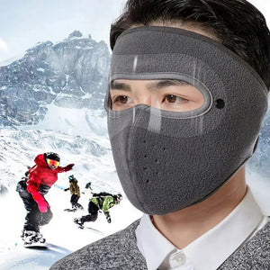 1x Winter Cycling Full Face Mask With Antifog Goggles Earflaps Windproof Unisex Skiing Outdoor Sports Facial Warmer Breathable