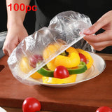 100pcs Disposable Food Cover Plastic Wrap Elastic Food Lids For Fruit Bowls Cups Caps Storage Kitchen Fresh Keeping Saver Bag