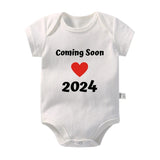 New Baby Announcement Coming Soon 2024 Newborn Baby Bodysuits Summer Boys Girls Romper Body Pregnancy Reveal Clothes Shower Gift