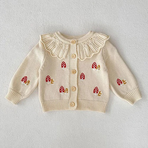 Autumn Winter Infant Baby Girl Knitting Clothes Set Long Sleeved Knitted Embroidery Cardigan+Jumpsuit Newborn Baby Clothing Suit