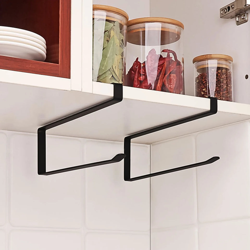 Kitchen Tissue Holder Punch-Free Paper Towel Holder Hanging Toilet Roll Paper Holder Towel Rack Bathroom Cabinet Door Hook Orga