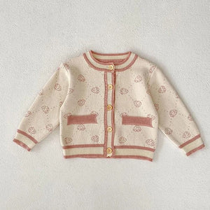 Autumn Winter Infant Baby Girl Knitting Clothes Set Long Sleeved Knitted Embroidery Cardigan+Jumpsuit Newborn Baby Clothing Suit