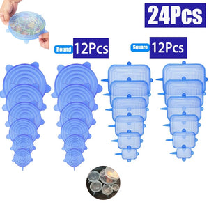 6/36/48PCS Reusable Food Silicone Cover Stretch Lids Airtight Food Cap Wrap Keeping Fresh Seal Bowl Wrap Kitchen Accessories